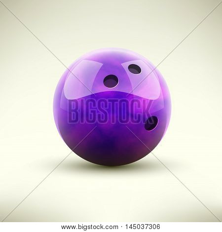 Violet bowling ball isolated realictic vector illustration