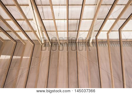 perspective wooden ceiling under construction in bangkok