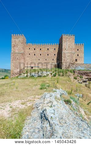 Siguenza Castle, of Arab origin was built in the 12th century is now Parador Nacional de Turismo, Guadalajara, Castilla La Mancha, Spain.