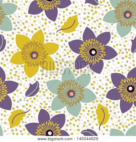 Seamless Pattern With Narcissus Flowers. Can Be Used For Web And Book Design, Home Decor, Fashion Te