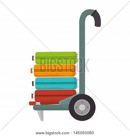 handcart cargo suitcase luggage baggage torism equipment vector illustration