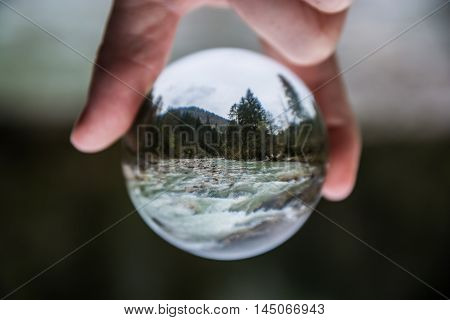 Tirol Gorge River Water Flowing Mountainscape Austria Glass Sphere