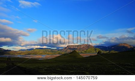 Landmannalaugar Iceland sanset great valley inner part of iseland