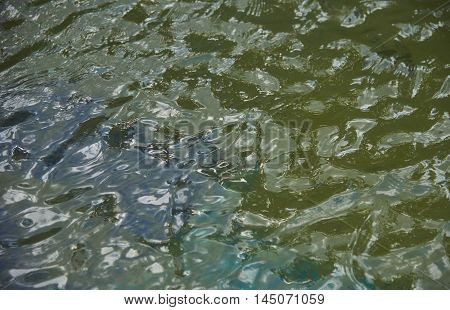 Reflections in the water with small waves. Abstraction texture background