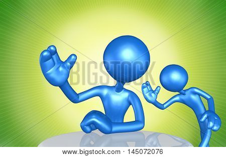 Character Photobombing Another Character 3D Illustration