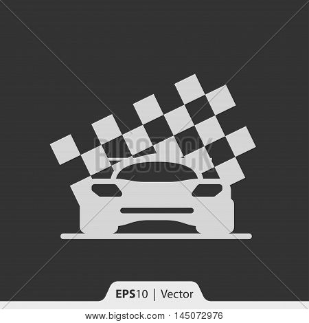 Car Racing With Race Flag Vector Icon For Web And Mobile