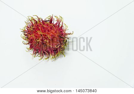 Ripe red fruit peel 1 ripe fruit is sweet and delicious on a white background.