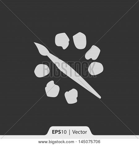 Palette With Brush Vector Icon For Web And Mobile