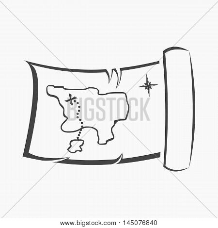 Treasure map icon cartoon. Singe western icon from the wild west collection.
