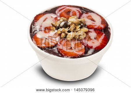 Acai Cup. Brazilian Famous Fruit From Amazon With Strawberry
