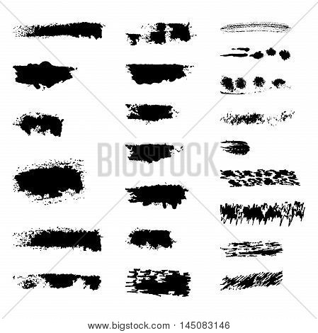 Set of different grunge brush strokes vector