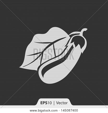 Eggplant With Leaf Vector Icon For Web And Mobile