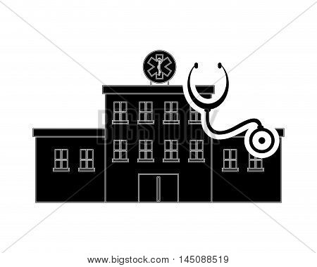 flat design hospital and stethoscope icon vector illustration