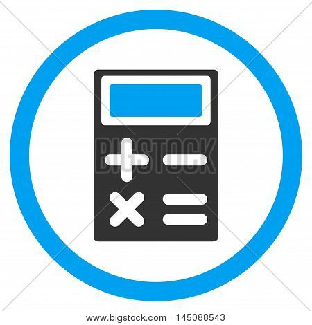 Calculator rounded icon. Glyph illustration style is flat iconic bicolor symbol, blue and gray colors, white background.