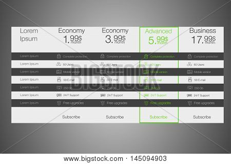 Four banner for the clouded sky service interface for the site. vector banner for web app. White and gray.