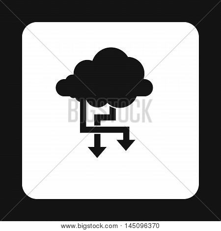 Storing files in cloud icon in simple style isolated on white background. Online symbol