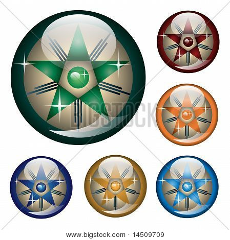 Collection of six glossy buttons