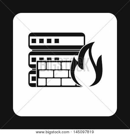 Fire protection in file store icon in simple style isolated on white background. Security symbol