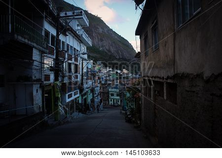 Streets of favela Vidigal, Rio de Janeiro, Brazil