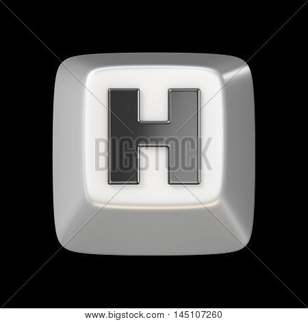 Computer Keyboard Key Font. Letter H 3D