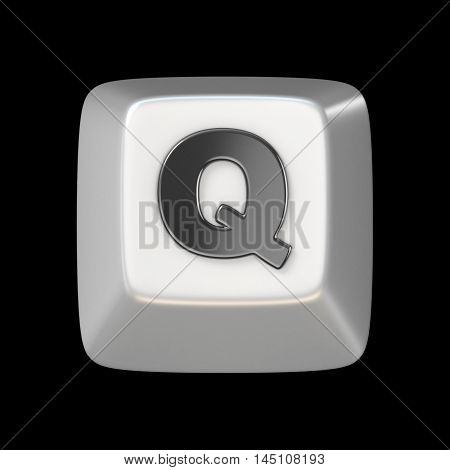 Computer Keyboard Key Font. Letter Q 3D