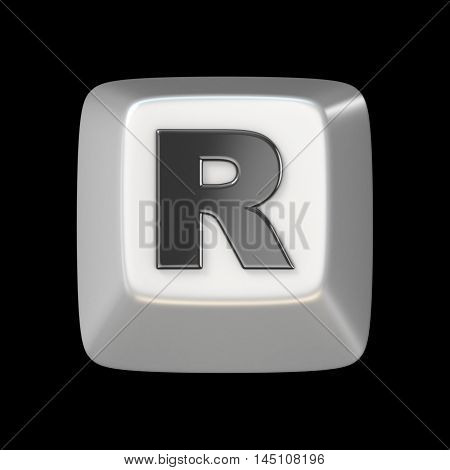 Computer Keyboard Key Font. Letter R 3D