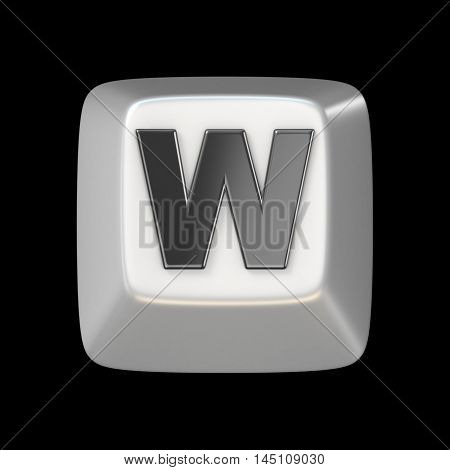 Computer Keyboard Key Font. Letter W 3D