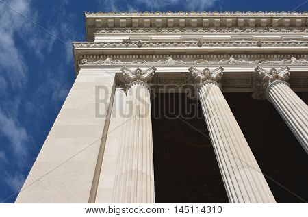 Neoclassical style of Vittoriano monument in Rome designed by architect Sacconi in 1883