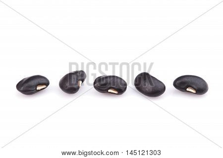 Close Up Black Beans Isolated On White