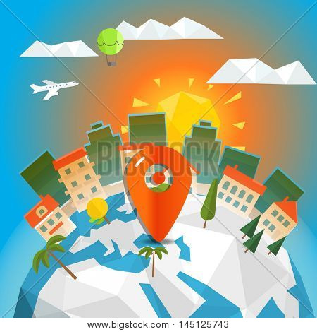 The Earth with abstract World map. Infographic template