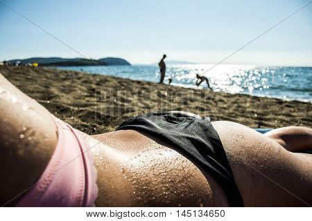 Girl chilling at the beach in italy Livorno 2