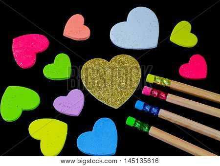 Heart of gold many colors Black background