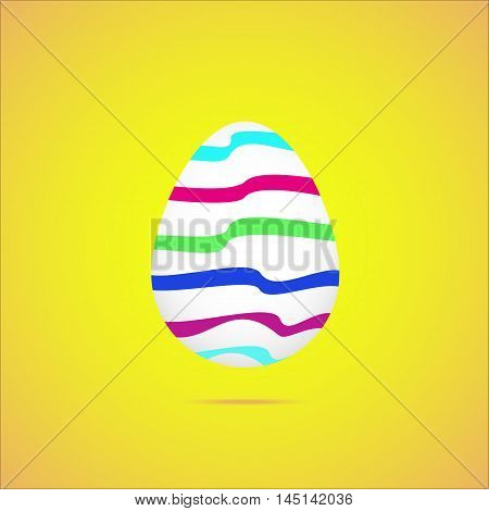easter egg on yellow background vector flat