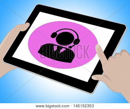 Voip Tablet Shows Voice Over Broadband 3D Illustration