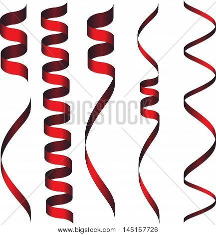 Red ribbons on white background isolate objects