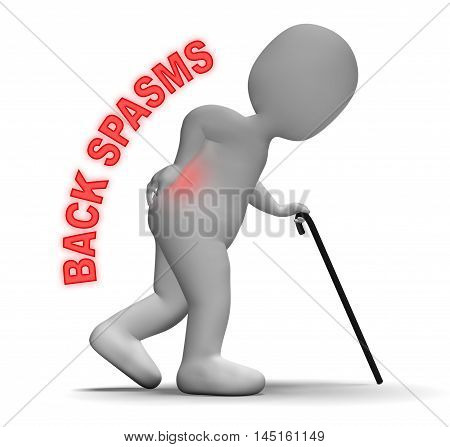 Back Spasms Indicates Spinal Column Contractions 3D Rendering