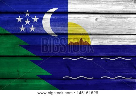 Flag Of Paita, Peru, Painted On Old Wood Plank Background