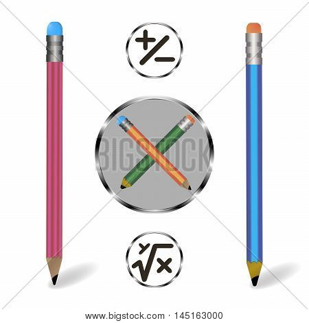 Vector illustration of logo pencil for drawing.Isolated