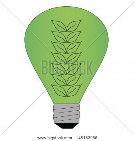 Vector illustration of logo,green light bulb with leaves.Isolated 