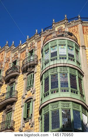 Modernism Building In Eixample District In Barcelona