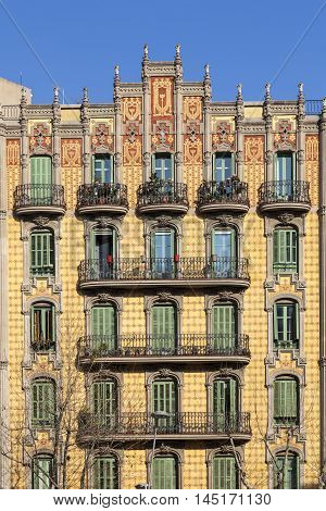 Modernism Building In Eixample District In Barcelona