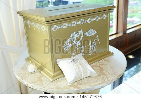 Closed Indian Box With Elphant Paint