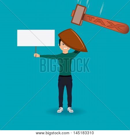 man guarded hammer tax financial nervous economic