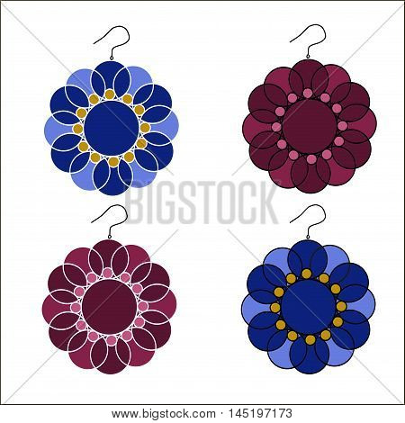 Vector illustration of logo for women's earrings.Isolated the drawing, consists of a gemstone,jewelry,carat,closeup on white background.The icon for fashion,beauty,gift,style,glamour,luxury,girl,joy.