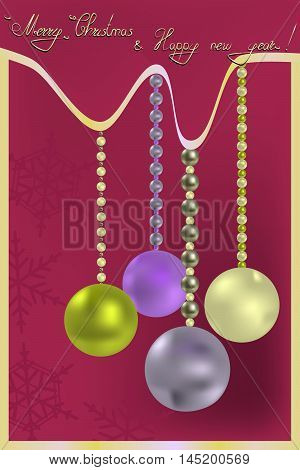 new year and christmas greeting with Christmas balls