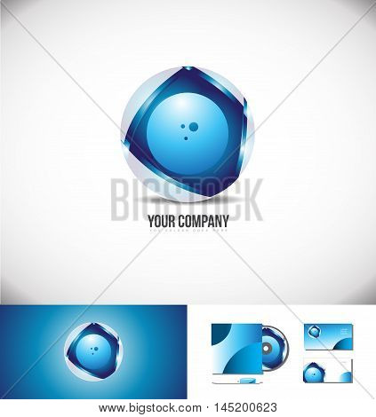 Corporate business blue circle logo sphere design 3d icon vector company element template