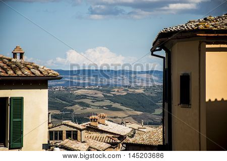 Wine yard landscape overview in Italy Tuscany