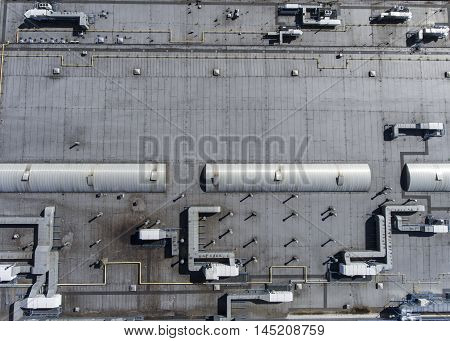 Disribution warehouse roof from above in Poland