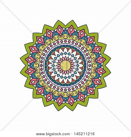 Boho doodle mandala pattern. isolated. Vector illustration