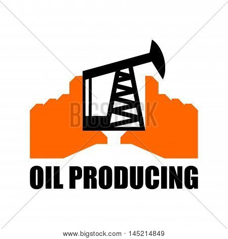 Oil Production Logo. Petroleum Industry Sign. Logo For Petrol Processing. Naphthal Rig Workers And H